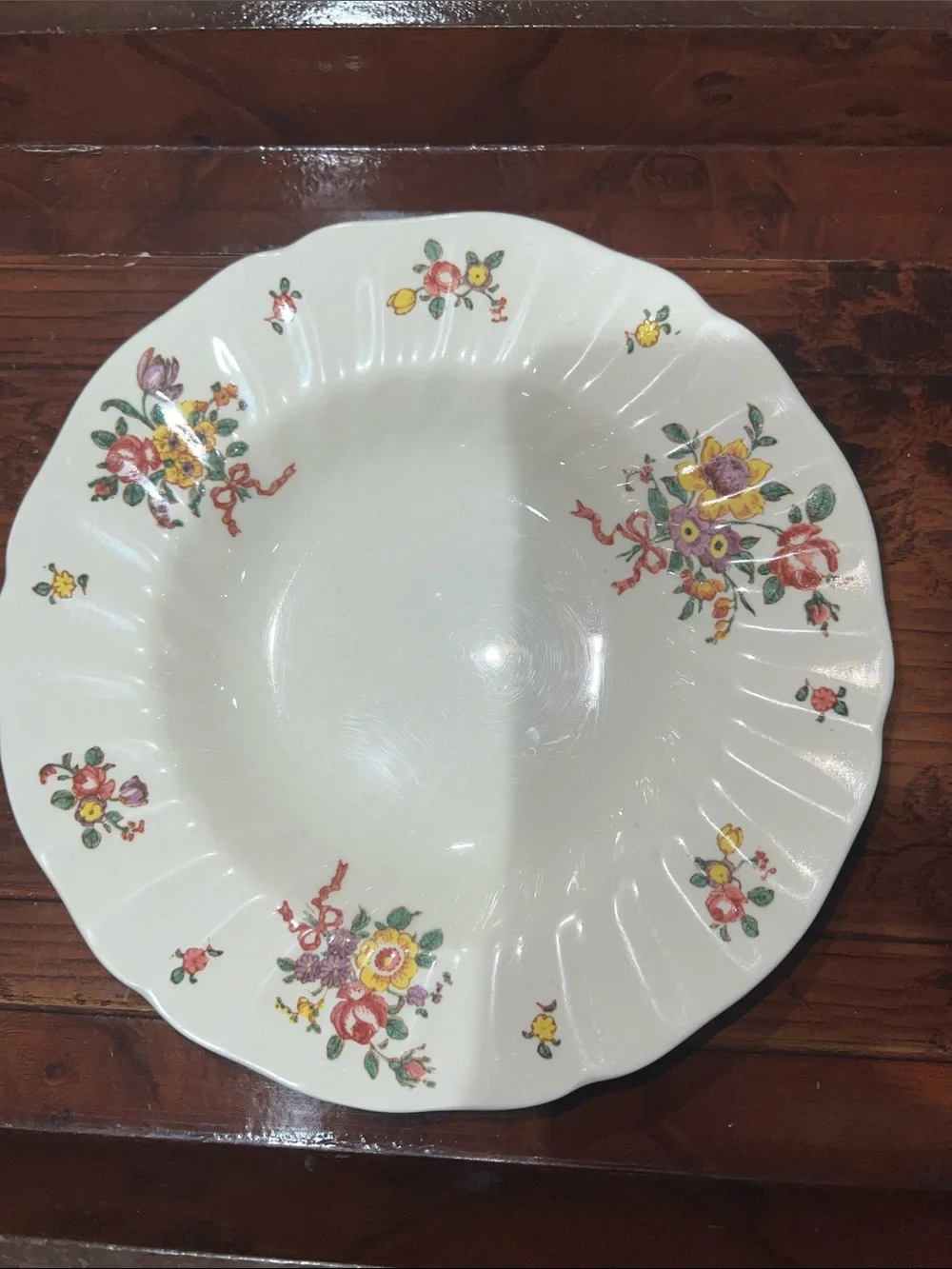 Royal Doulton Cream Serving Bowl with Multicolor Floral Sprays